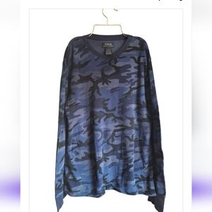 Men’s Polo Ralph Lauren Long Sleeve Blue Camo Thermal Shirt Size M